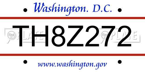 TH8Z272 District Of Columbia License Plate