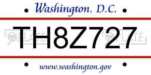 TH8Z727 District Of Columbia License Plate