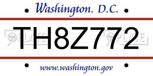 TH8Z772 District Of Columbia License Plate