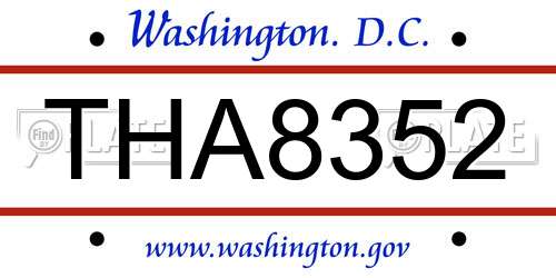 THA8352 District Of Columbia License Plate