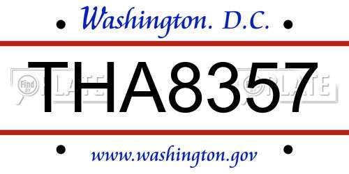 THA8357 District Of Columbia License Plate