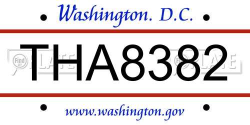 THA8382 District Of Columbia License Plate