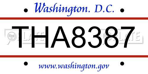 THA8387 District Of Columbia License Plate