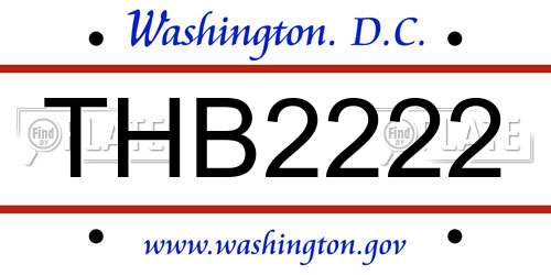 THB2222 District Of Columbia License Plate