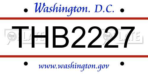 THB2227 District Of Columbia License Plate