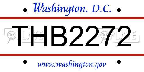 THB2272 District Of Columbia License Plate