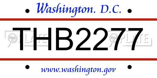 THB2277 District Of Columbia License Plate