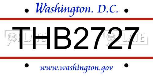 THB2727 District Of Columbia License Plate
