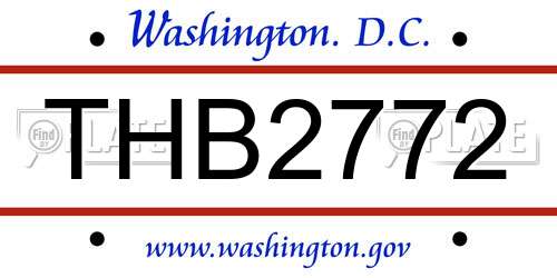 THB2772 District Of Columbia License Plate