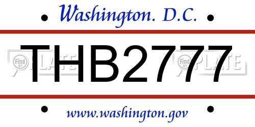 THB2777 District Of Columbia License Plate
