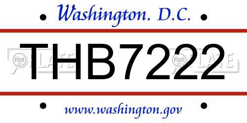 THB7222 District Of Columbia License Plate