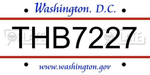 THB7227 District Of Columbia License Plate