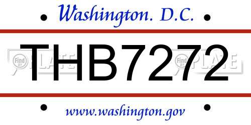 THB7272 District Of Columbia License Plate