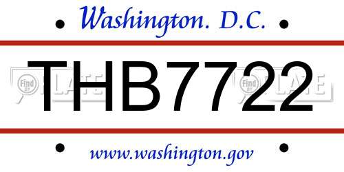 THB7722 District Of Columbia License Plate