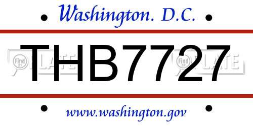 THB7727 District Of Columbia License Plate