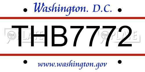 THB7772 District Of Columbia License Plate