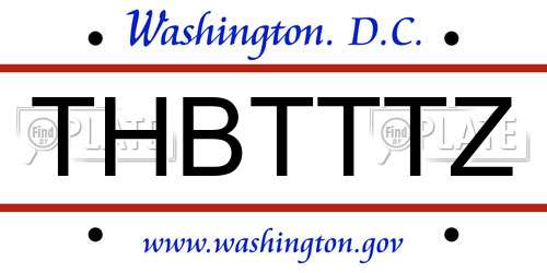 THBTTTZ District Of Columbia License Plate