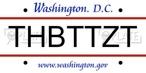 THBTTZT District Of Columbia License Plate