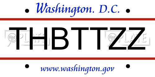 THBTTZZ District Of Columbia License Plate