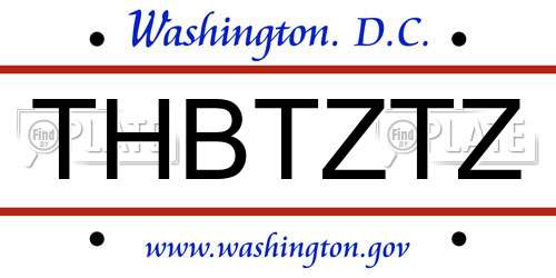 THBTZTZ District Of Columbia License Plate