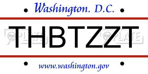 THBTZZT District Of Columbia License Plate
