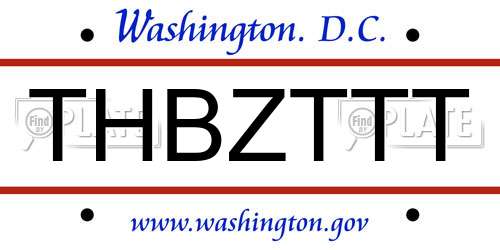 THBZTTT District Of Columbia License Plate