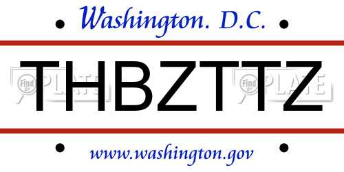 THBZTTZ District Of Columbia License Plate