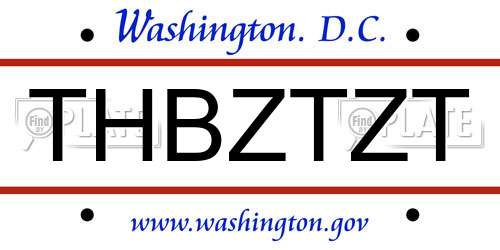 THBZTZT District Of Columbia License Plate
