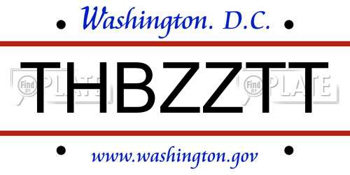 THBZZTT District Of Columbia License Plate
