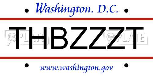 THBZZZT District Of Columbia License Plate