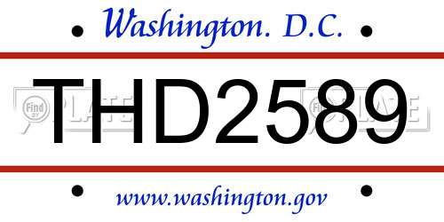THD2589 District Of Columbia License Plate