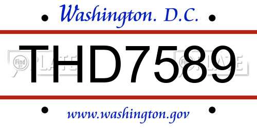 THD7589 District Of Columbia License Plate