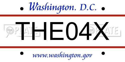 THE04X District Of Columbia License Plate