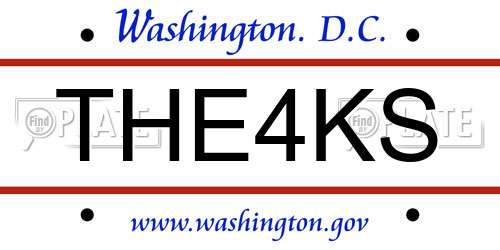 THE4KS District Of Columbia License Plate