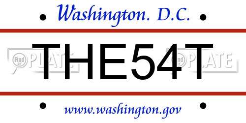 THE54T District Of Columbia License Plate
