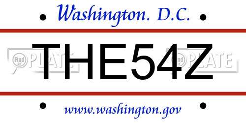 THE54Z District Of Columbia License Plate