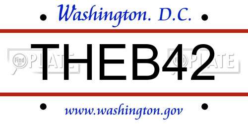 THEB42 District Of Columbia License Plate