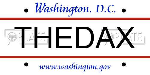 THEDAX District Of Columbia License Plate