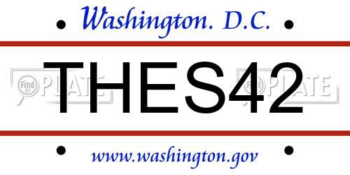 THES42 District Of Columbia License Plate