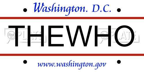 THEWHO District Of Columbia License Plate
