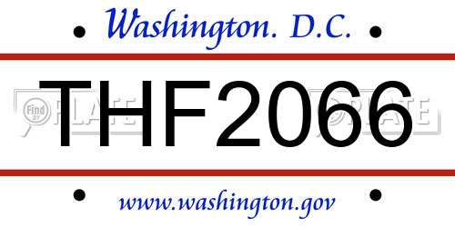 THF2066 District Of Columbia License Plate