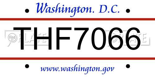 THF7066 District Of Columbia License Plate
