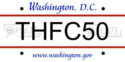 THFC50 District Of Columbia License Plate
