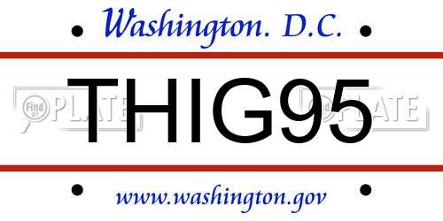 THIG95 District Of Columbia License Plate