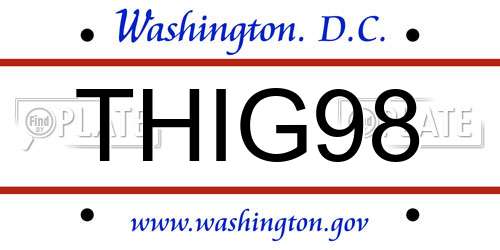 THIG98 District Of Columbia License Plate