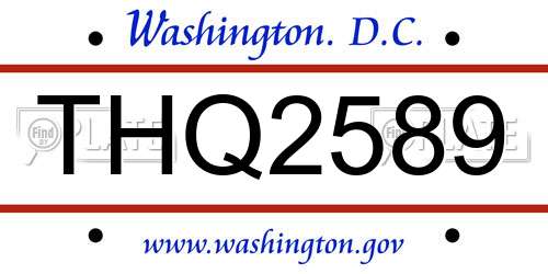 THQ2589 District Of Columbia License Plate