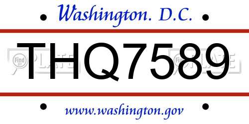THQ7589 District Of Columbia License Plate