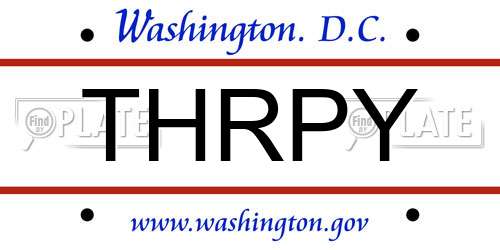 THRPY District Of Columbia License Plate
