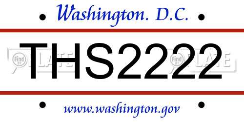 THS2222 District Of Columbia License Plate