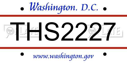 THS2227 District Of Columbia License Plate